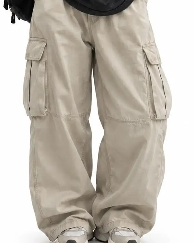 Cream Cargo Pants, Front