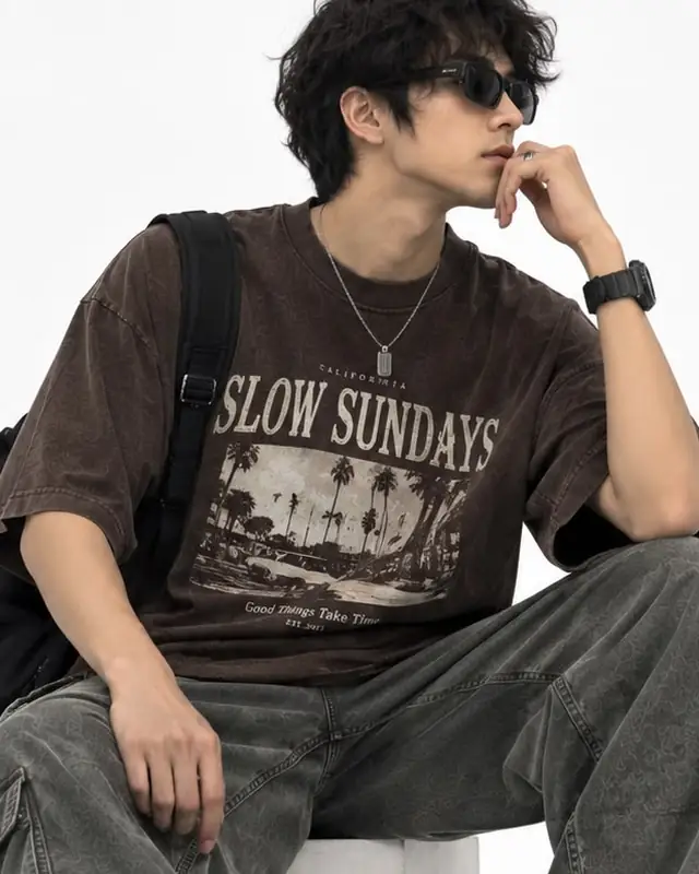 Slow Sundays Washed Tee, Front